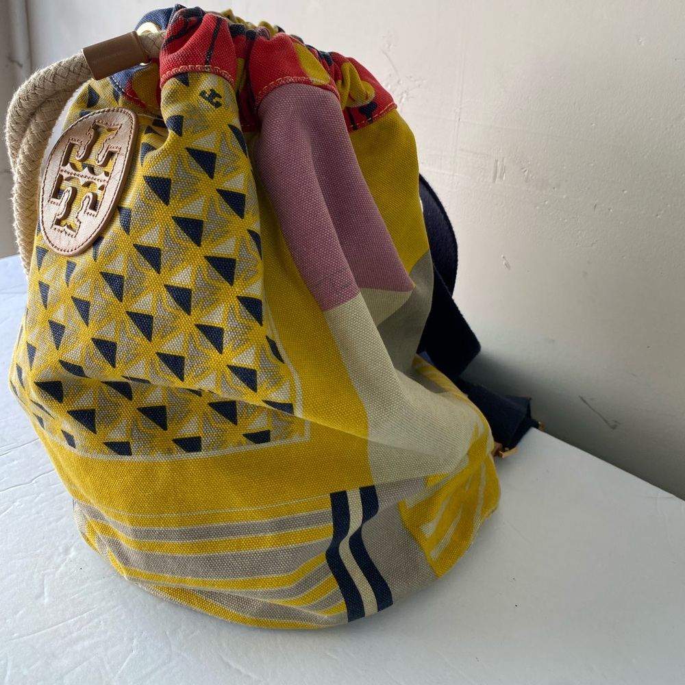 Rare Tory Burch Patchwork Canvas Drawstring Backp… - image 7